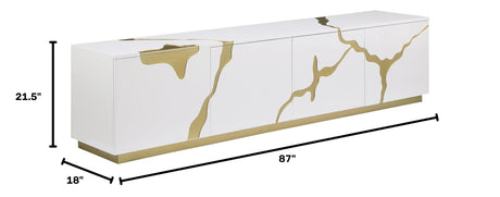 Taylor 87" High Gloss Lacquer TV Stand - side view