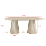 Vyn 78" Modern Oval Dining Table Concrete Tavertine Finish - side view