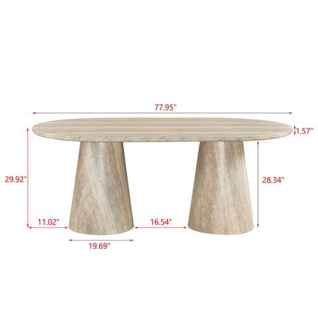 Vyn 78" Modern Oval Dining Table Concrete Tavertine Finish - side view
