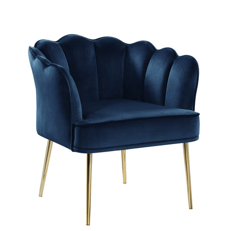 Jayleen Velvet Wide Barrel Chair in Navy Blue