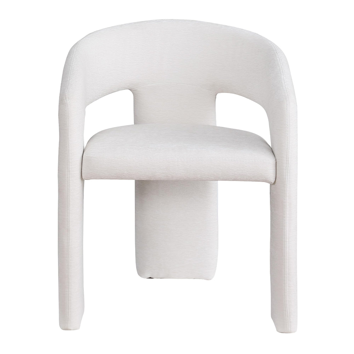 Cecile Contemporary Accent, Soft Chenille Fabric Upholstered in Cream - detail view