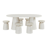 Vyn 78" Modern Oval Dining Table Concrete Tavertine Finish - side view