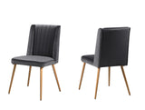 Adaline Mid-Century Modern Wood Veneer 5 Pcs Round Dining Set in Grey - detail view