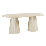 Vyn 78" Modern Oval Dining Table Concrete Tavertine Finish