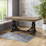 Nathaniel Extendable Trestle Dining Table & Wine Rack Server in Maple