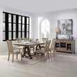 Nathaniel Extendable Trestle Dining Table & Wine Rack Server in Maple