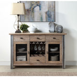 Nathaniel Extendable Trestle Dining Table & Wine Rack Server in Maple