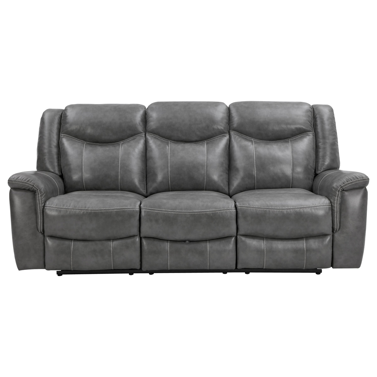 Conrad Reclining Sofa, Glider Loveseat & Recliner - Grey Faux Leather with Cup Holders & Power Outlets – view 10