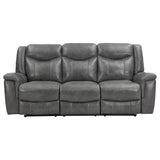 Conrad Reclining Sofa, Glider Loveseat & Recliner - Grey Faux Leather with Cup Holders & Power Outlets – view 10