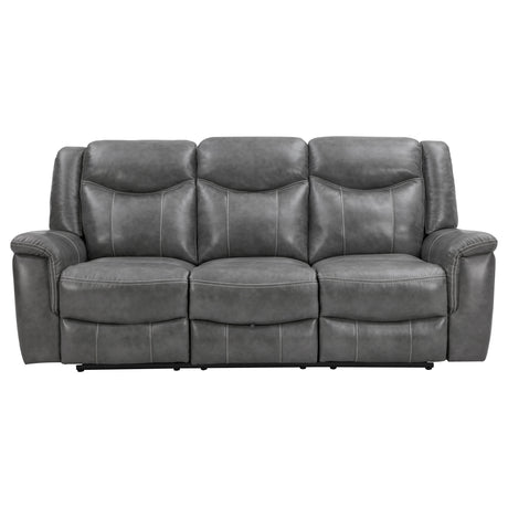 Conrad Reclining Sofa, Glider Loveseat & Recliner - Grey Faux Leather with Cup Holders & Power Outlets – view 10