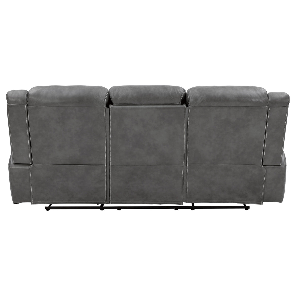 Conrad Reclining Sofa, Glider Loveseat & Recliner - Grey Faux Leather with Cup Holders & Power Outlets – view 12