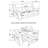 Conrad Reclining Sofa, Glider Loveseat & Recliner - Grey Faux Leather with Cup Holders & Power Outlets – view 18