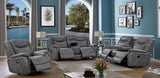 Conrad Reclining Sofa, Glider Loveseat & Recliner - Grey Faux Leather with Cup Holders & Power Outlets – view 20