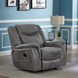 Conrad Reclining Sofa, Glider Loveseat & Recliner - Grey Faux Leather with Cup Holders & Power Outlets - lifestyle