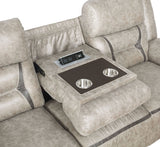 Greer Reclining Sofa, Glider Loveseat & Swivel Glider Recliner - Taupe Faux Leather with Power & USB – view 8