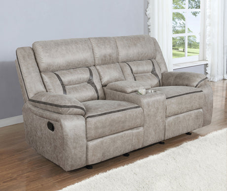 Greer Reclining Sofa, Glider Loveseat & Swivel Glider Recliner - Taupe Faux Leather with Power & USB – view 15