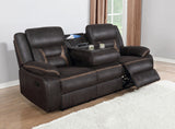 Greer Reclining Sofa, Glider Loveseat & Swivel Recliner - Brown Faux Leather with Power Hub & Cup Holders – view 7