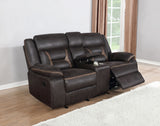 Greer Reclining Sofa, Glider Loveseat & Swivel Recliner - Brown Faux Leather with Power Hub & Cup Holders – view 15