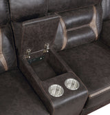 Greer Reclining Sofa, Glider Loveseat & Swivel Recliner - Brown Faux Leather with Power Hub & Cup Holders – view 17