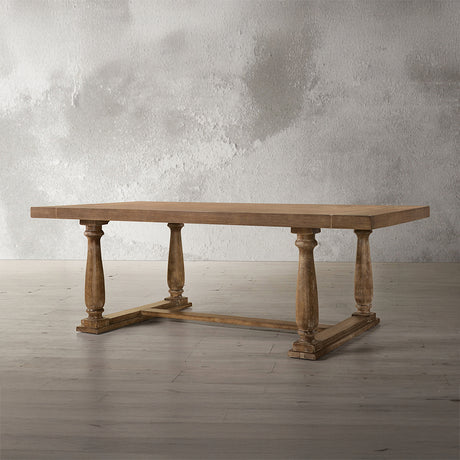 Bernard Trestle Dining Table & Tufted Linen Chairs