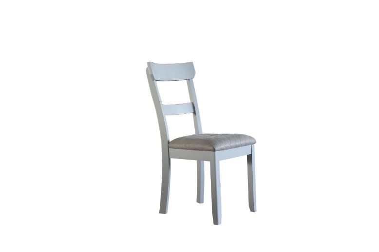 House Marchese Dining Chairs & Server - Diamond Grid Upholstery with Gold Trim in Pearl Gray