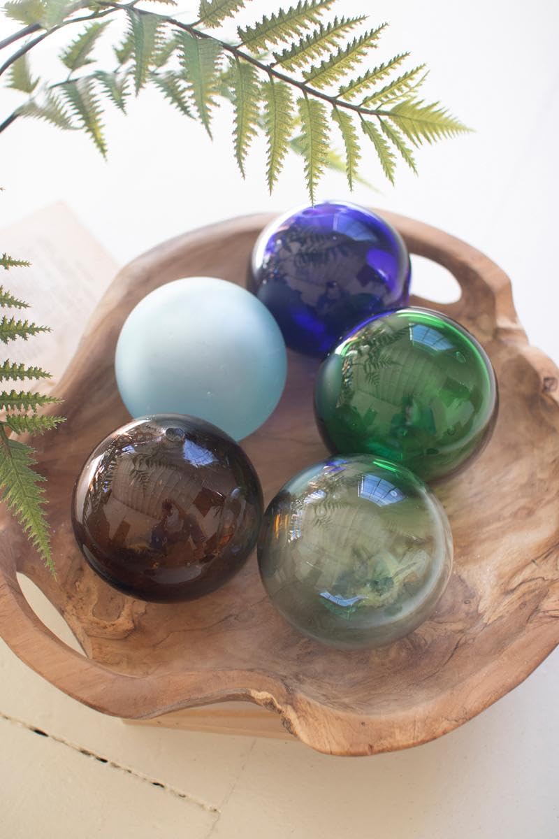 First of a Kind Recycled Clear Glass Decorative Balls - Hand Blown Colombian Transparent Orbs for Bowl Fillers, Vase Accents & Coastal Home Décor
