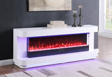 Jive Contemporary Curved Electric Fireplace Console with matte finish and integrated LED lighting.