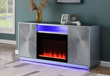 Front view of the Weston modern fireplace showing the clean-lined mantel design