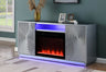 Front view of the Weston modern fireplace showing the clean-lined mantel design
