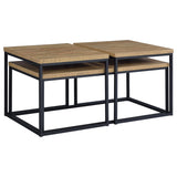 Straden 3-Piece Coffee Table Set - Industrial Mango Wood-Look Tops on Black Metal Frames – view 4