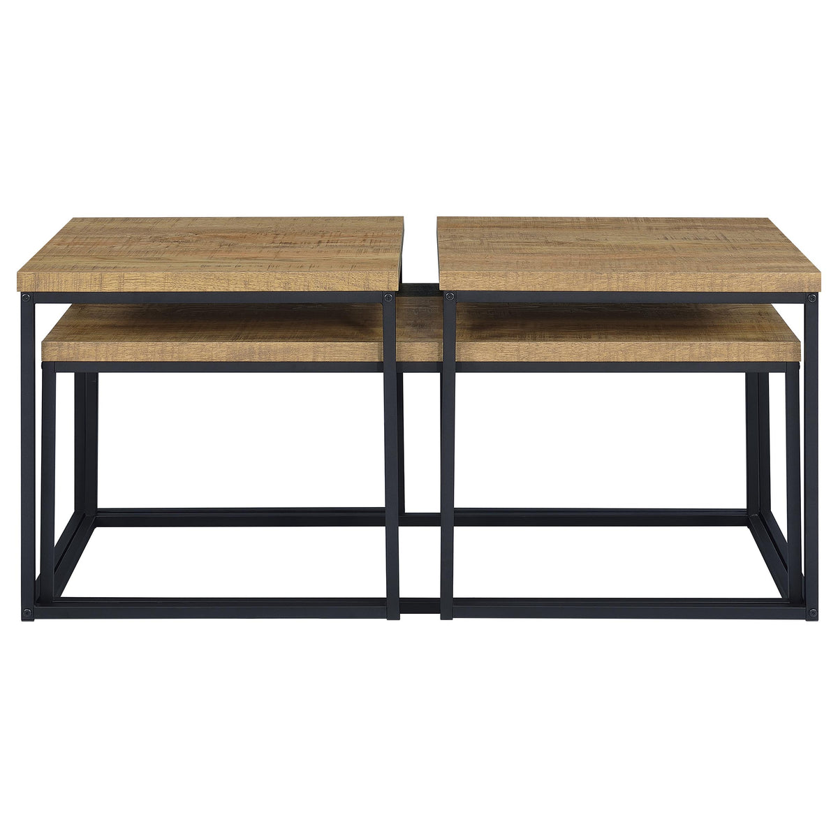 Straden 3-Piece Coffee Table Set - Industrial Mango Wood-Look Tops on Black Metal Frames – view 6
