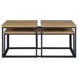 Straden 3-Piece Coffee Table Set - Industrial Mango Wood-Look Tops on Black Metal Frames – view 6