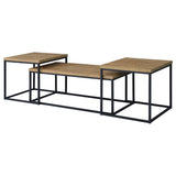 Straden 3-Piece Coffee Table Set - Industrial Mango Wood-Look Tops on Black Metal Frames – view 7