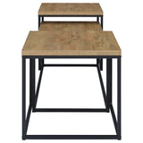 Straden 3-Piece Coffee Table Set - Industrial Mango Wood-Look Tops on Black Metal Frames – view 8