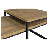 Straden 3-Piece Coffee Table Set - Industrial Mango Wood-Look Tops on Black Metal Frames – view 11
