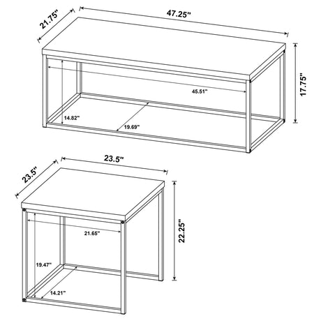 Straden 3-Piece Coffee Table Set - Industrial Mango Wood-Look Tops on Black Metal Frames – view 13