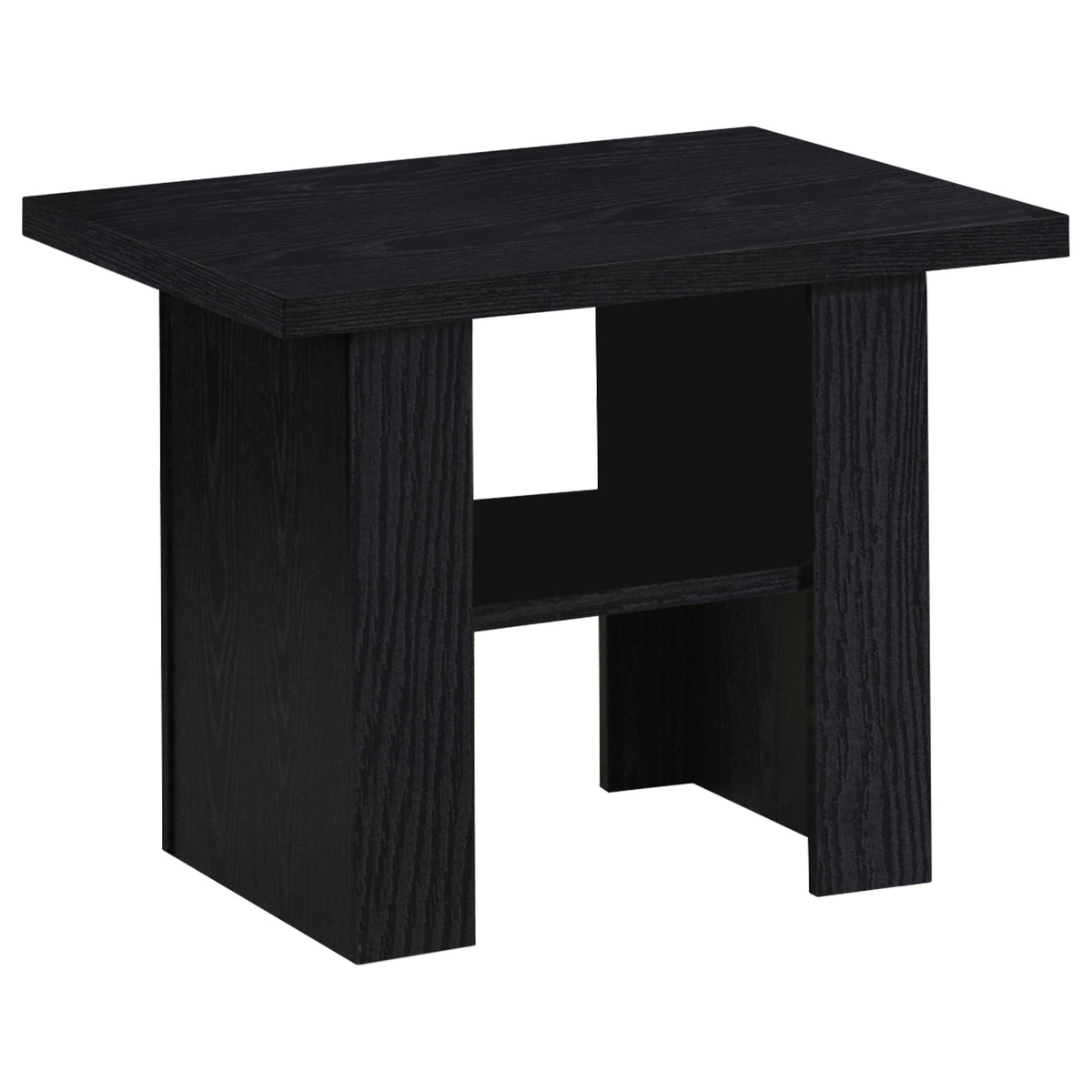 Rodez 3-Piece Coffee Table Set with Lower Shelf - Contemporary Black Coffee Table & 2 End Tables – view 4