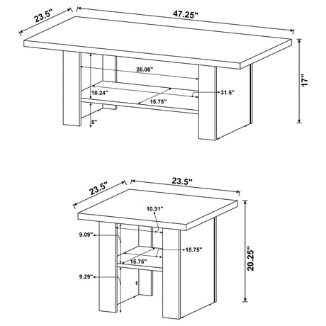 Rodez 3-Piece Coffee Table Set with Lower Shelf - Contemporary Black Coffee Table & 2 End Tables – view 6