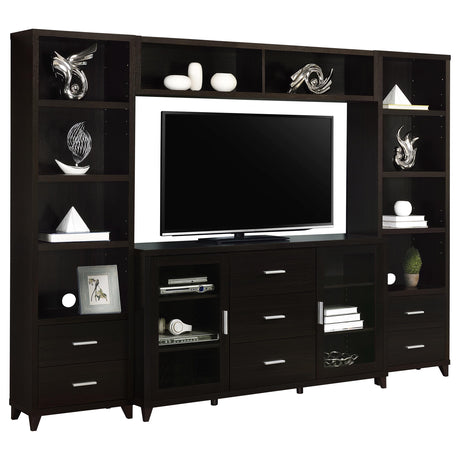 Lewes 60" TV Stand & 4-Piece Entertainment Center - Glass Doors & Media Towers in Cappuccino – view 6