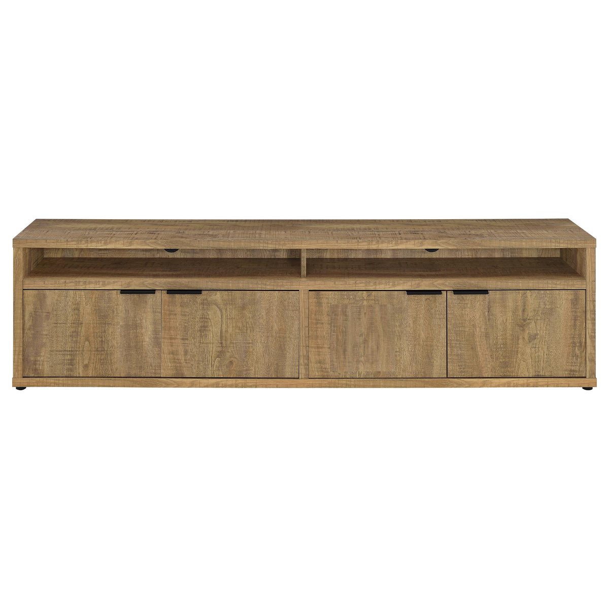 Sentnor 79" TV Stand with 4 Doors & Open Bays - Rustic Mango Finish with Black Pulls – view 4