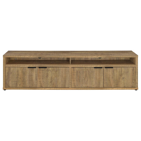 Sentnor 79" TV Stand with 4 Doors & Open Bays - Rustic Mango Finish with Black Pulls – view 4