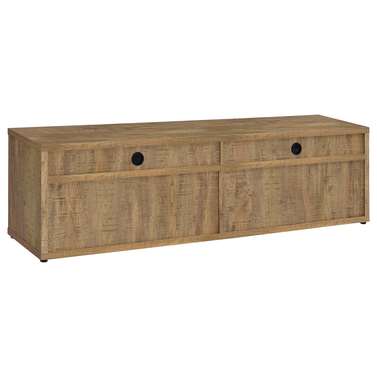 Sentnor 79" TV Stand with 4 Doors & Open Bays - Rustic Mango Finish with Black Pulls – view 7