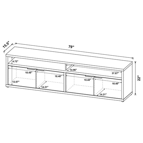 Sentnor 79" TV Stand with 4 Doors & Open Bays - Rustic Mango Finish with Black Pulls – view 11