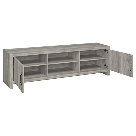 Burke 71" TV Stand with Open Shelving & 2 Cabinets - Grey Driftwood, Fits TVs up to 77" – view 3