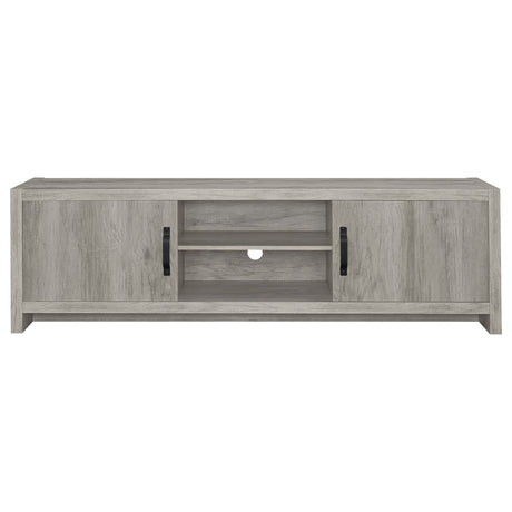Burke 71" TV Stand with Open Shelving & 2 Cabinets - Grey Driftwood, Fits TVs up to 77" – view 4