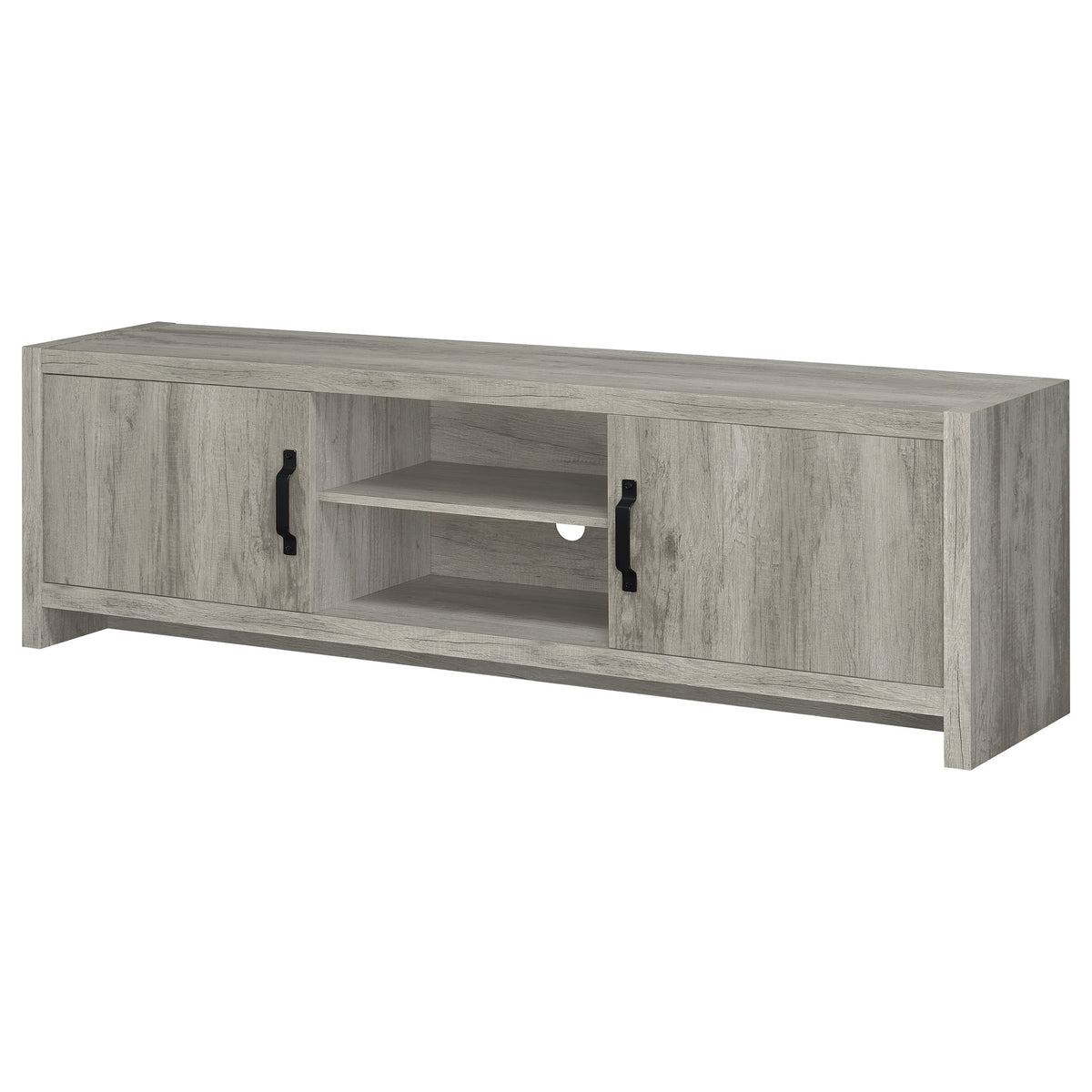 Burke 71" TV Stand with Open Shelving & 2 Cabinets - Grey Driftwood, Fits TVs up to 77" – view 5