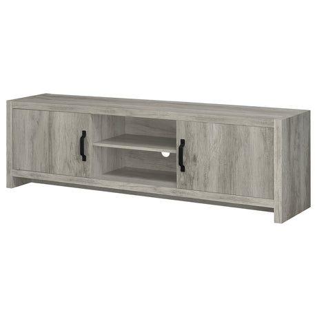 Burke 71" TV Stand with Open Shelving & 2 Cabinets - Grey Driftwood, Fits TVs up to 77" – view 5