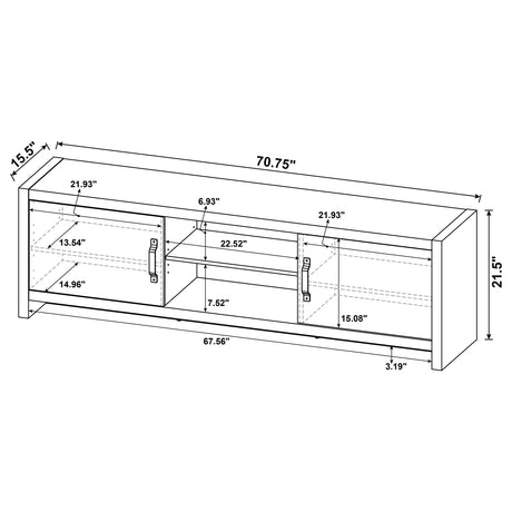 Burke 71" TV Stand with Open Shelving & 2 Cabinets - Grey Driftwood, Fits TVs up to 77" – view 10