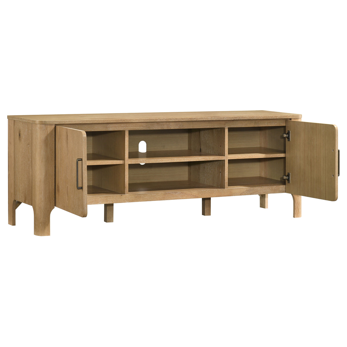 Rowe 65" TV Stand Media Console - Light Knotty Oak with Antique Brass Pulls – view 3