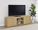 Laurelton 78" TV Stand - 4-Door Media Console with Open Shelves in Light Oak – view 1
